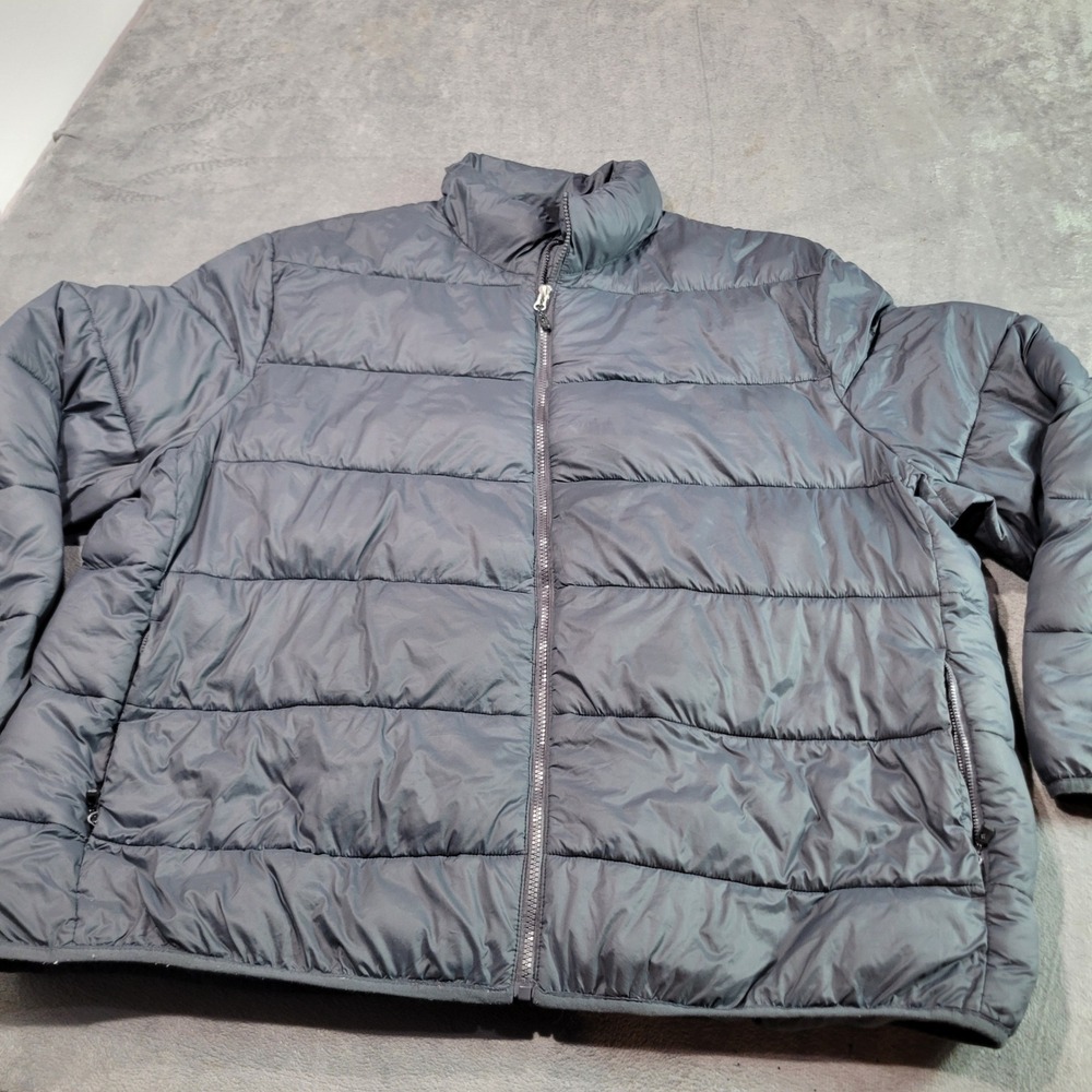 Swiss Tech Mens Puffer Jacket Charcoal Gray Packable Quilted Full Zip SW34100126